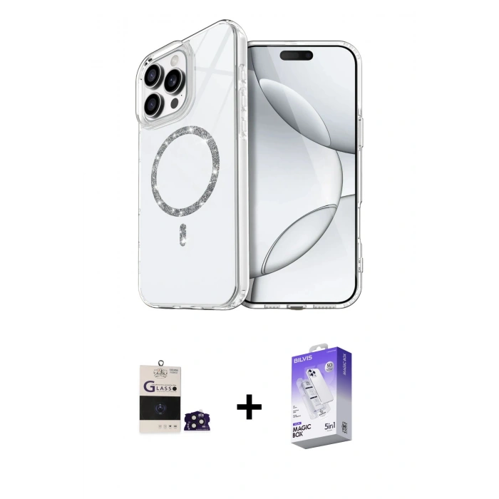 MARSİLYAN™- iPhone 14 Pro Max Kılıf Kıvılcım Form Prime - Siyah Bilvis 5in1 3D Magic Cam Ekran Koruyucu + Bilvis Titan Kamera Lens - DNMR