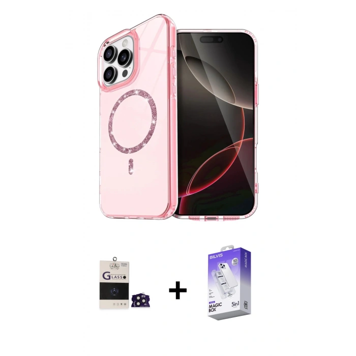 MARSİLYAN™- iPhone 14 Pro Max Kılıf Kıvılcım Form Prime - Siyah Bilvis 5in1 3D Magic Cam Ekran Koruyucu + Bilvis Titan Kamera Lens - DNMR