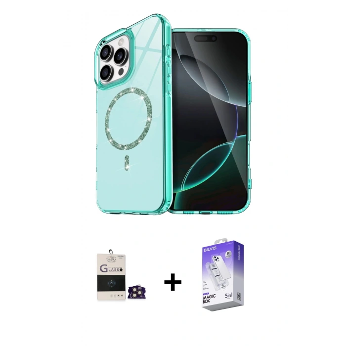 MARSİLYAN™- iPhone 14 Pro Max Kılıf Kıvılcım Form Prime - Siyah Bilvis 5in1 3D Magic Cam Ekran Koruyucu + Bilvis Titan Kamera Lens - GD