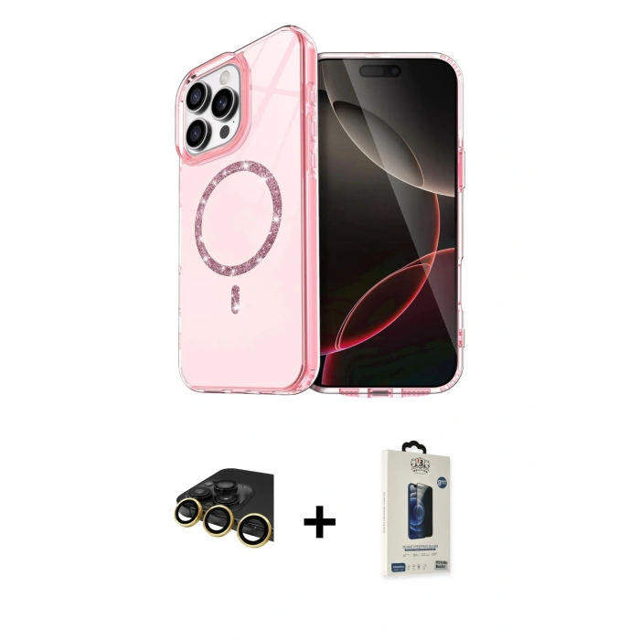 MARSİLYAN™- iPhone 14 Pro Max Kılıf Kıvılcım Form Prime - Siyah Bilvis Hayalet Cam Ekran Koruyucu + Raze Metal Kamera Lens - GD