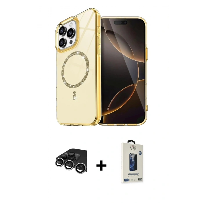 MARSİLYAN™- iPhone 14 Pro Max Kılıf Kıvılcım Form Prime - Siyah Bilvis Hayalet Cam Ekran Koruyucu + Raze Metal Kamera Lens - GS