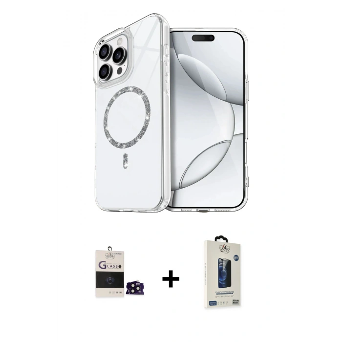 MARSİLYAN™- iPhone 14 Pro Max Kılıf Kıvılcım Form Prime - Siyah Bilvis Hayalet Cam Ekran Koruyucu + Siyah Bilvis Titan Kamera Lens