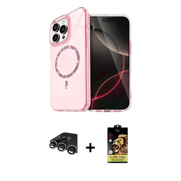 MARSİLYAN™- iPhone 14 Pro Max Kılıf Kıvılcım Form Prime - Siyah Buffer Cam Ekran Koruyucu + Raze Metal Kamera Lens - GS