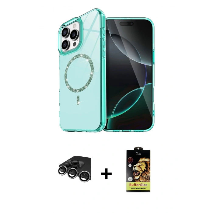 MARSİLYAN™- iPhone 14 Pro Max Kılıf Kıvılcım Form Prime - Siyah Buffer Cam Ekran Koruyucu + Raze Metal Kamera Lens - GS