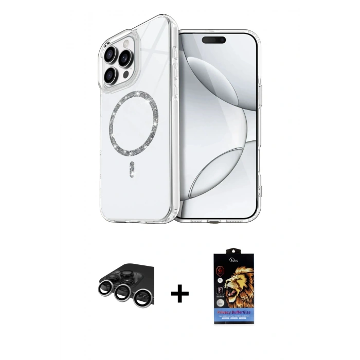 MARSİLYAN™- iPhone 14 Pro Max Kılıf Kıvılcım Form Prime - Siyah Buffer Hayalet Cam Ekran Koruyucu + Raze Metal Kamera Lens - GS