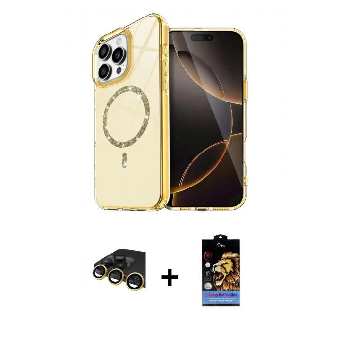 MARSİLYAN™- iPhone 14 Pro Max Kılıf Kıvılcım Form Prime - Siyah Buffer Hayalet Cam Ekran Koruyucu + Raze Metal Kamera Lens - GD