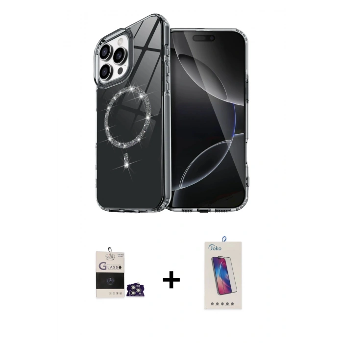 MARSİLYAN™- iPhone 14 Pro Max Kılıf Kıvılcım Form Prime - Siyah Joko 5D Cam + Bilvis Titan Kamera Lens - GS