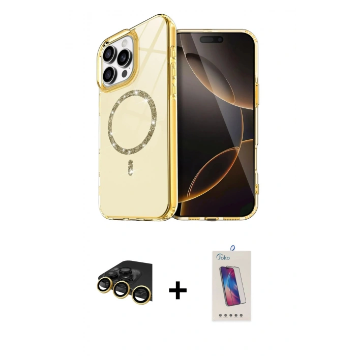 MARSİLYAN™- iPhone 14 Pro Max Kılıf Kıvılcım Form Prime - Siyah Joko 5D Cam + Raze Metal Kamera Lens - GD