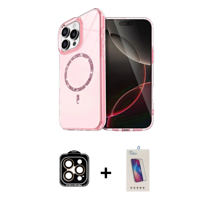 MARSİLYAN™- iPhone 14 Pro Max Kılıf Kıvılcım Form Prime - Siyah Joko 5D Cam + PVD Metal Kamera Lens - TU