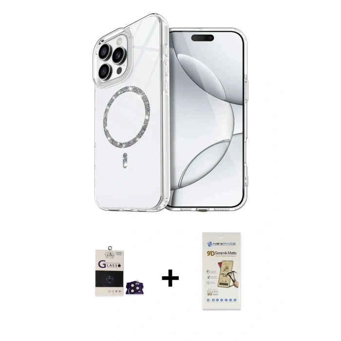 MARSİLYAN™- iPhone 14 Pro Max Kılıf Kıvılcım Form Prime - Siyah Mat Seramik Nano Ekran Koruyucu + Bilvis Titan Kamera Lens - DNMR