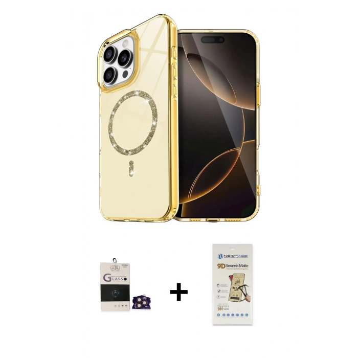 MARSİLYAN™- iPhone 14 Pro Max Kılıf Kıvılcım Form Prime - Siyah Mat Seramik Nano Ekran Koruyucu + Bilvis Titan Kamera Lens - GD