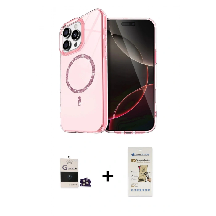 MARSİLYAN™- iPhone 14 Pro Max Kılıf Kıvılcım Form Prime - Siyah Mat Seramik Nano Ekran Koruyucu + Bilvis Titan Kamera Lens - GD