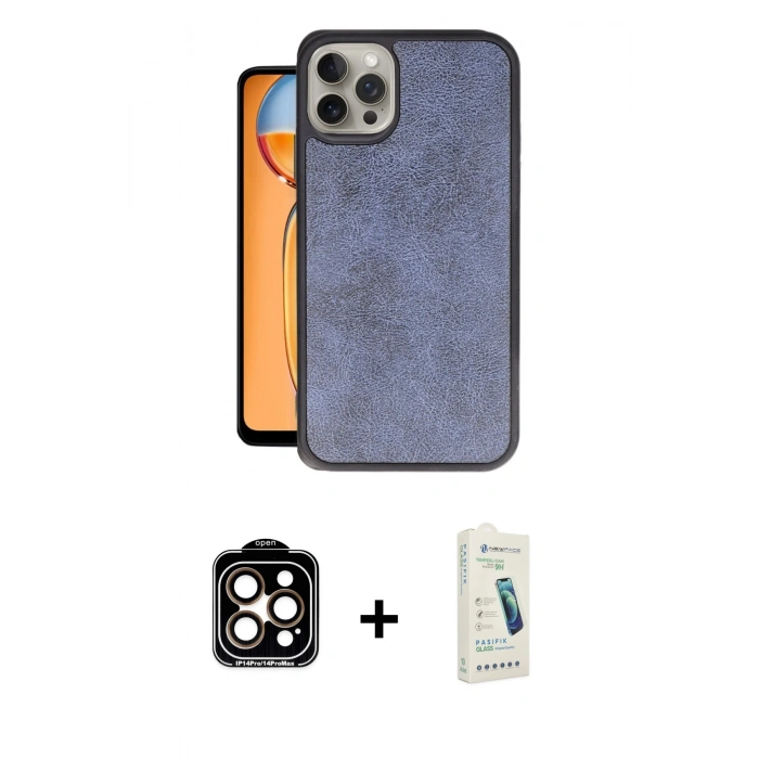 MARSİLYAN™- iPhone 14 Pro Max Kılıf Kıvılcım Işık Serisi - Şeffaf Pasifik Cam Ekran Koruyucu + PVD Metal Kamera Lens - TU