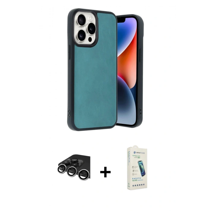 MARSİLYAN™- iPhone 14 Pro Max Kılıf Kıvılcım Işık Serisi - Şeffaf Pasifik Cam Ekran Koruyucu + Raze Metal Kamera Lens - GS