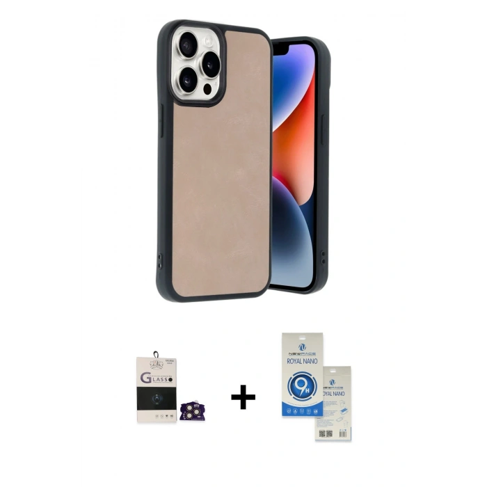 MARSİLYAN™- iPhone 14 Pro Max Kılıf Kıvılcım Işık Serisi - Şeffaf Royal Nano Ekran Koruyucu + Bilvis Titan Kamera Lens - GD