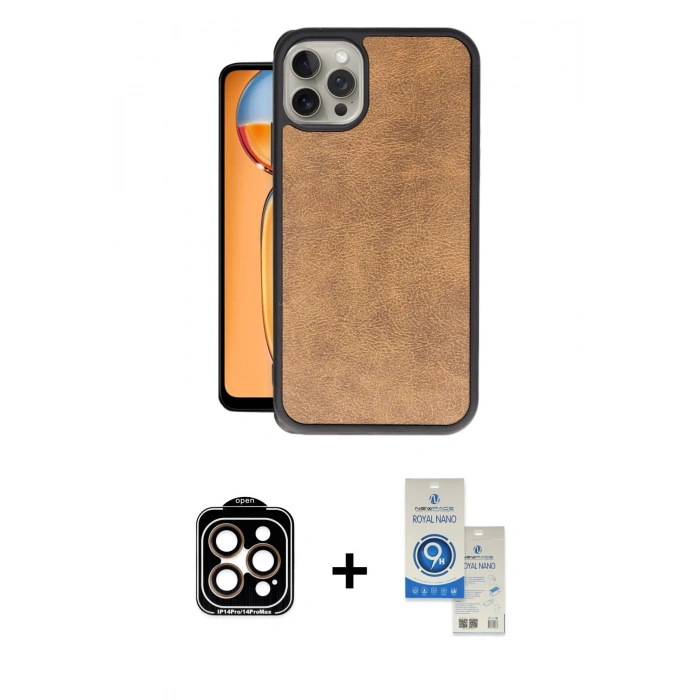 MARSİLYAN™- iPhone 14 Pro Max Kılıf Kıvılcım Işık Serisi - Şeffaf Royal Nano Ekran Koruyucu + PVD Metal Kamera Lens - TU