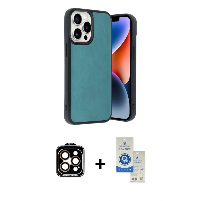 MARSİLYAN™- iPhone 14 Pro Max Kılıf Kıvılcım Işık Serisi - Şeffaf Royal Nano Ekran Koruyucu + PVD Metal Kamera Lens - TU