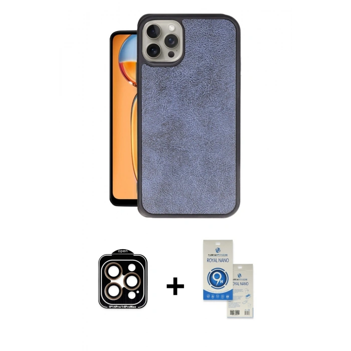 MARSİLYAN™- iPhone 14 Pro Max Kılıf Kıvılcım Işık Serisi - Şeffaf Royal Nano Ekran Koruyucu + PVD Metal Kamera Lens - TU