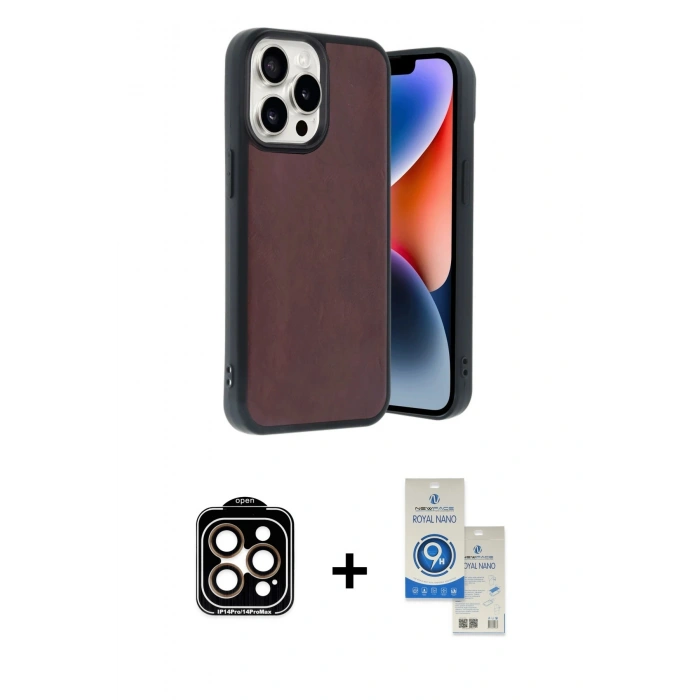 MARSİLYAN™- iPhone 14 Pro Max Kılıf Kıvılcım Işık Serisi - Şeffaf Royal Nano Ekran Koruyucu + PVD Metal Kamera Lens - TU