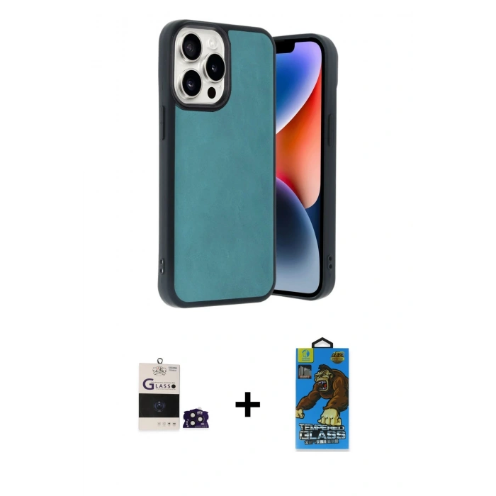 MARSİLYAN™- iPhone 14 Pro Max Kılıf Kıvılcım Işık Serisi - Siyah 18D Cam Ekran Koruyucu + Bilvis Titan Kamera Lens - DNMR