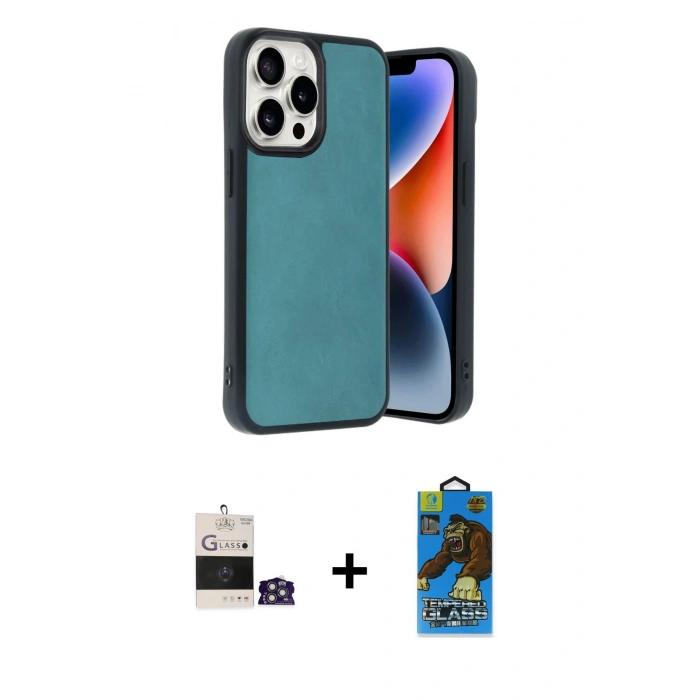 MARSİLYAN™- iPhone 14 Pro Max Kılıf Kıvılcım Işık Serisi - Siyah 18D Cam Ekran Koruyucu + Bilvis Titan Kamera Lens - GS