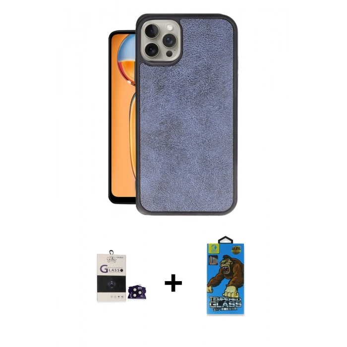 MARSİLYAN™- iPhone 14 Pro Max Kılıf Kıvılcım Işık Serisi - Siyah 18D Cam Ekran Koruyucu + Siyah Bilvis Titan Kamera Lens