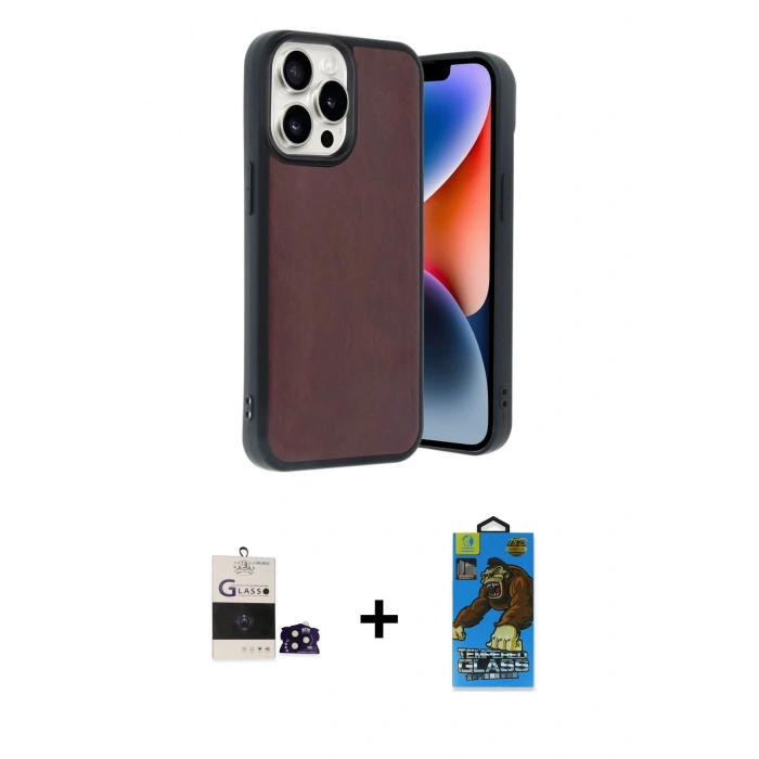 MARSİLYAN™- iPhone 14 Pro Max Kılıf Kıvılcım Işık Serisi - Siyah 18D Cam Ekran Koruyucu + Siyah Bilvis Titan Kamera Lens