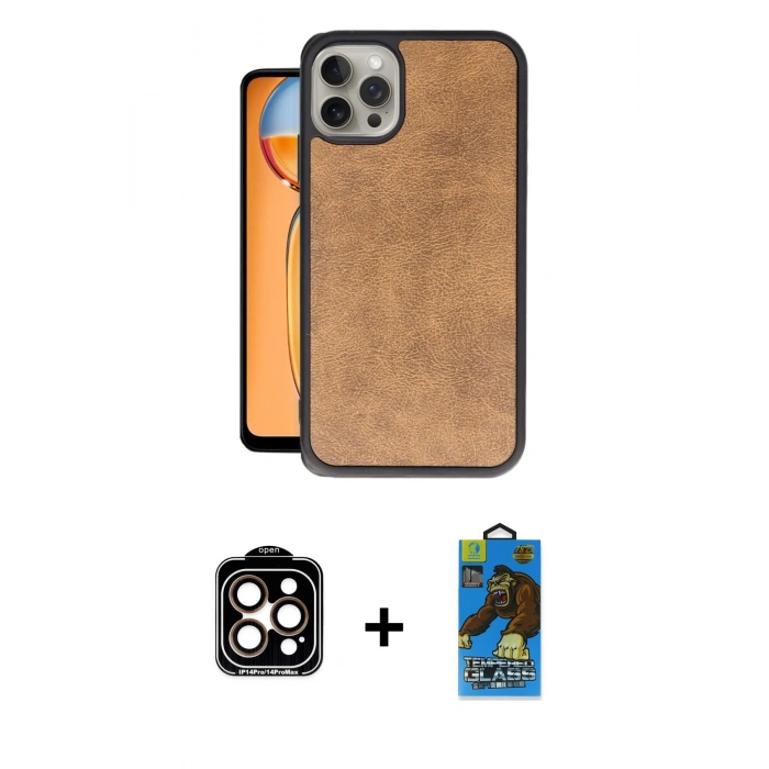 MARSİLYAN™- iPhone 14 Pro Max Kılıf Kıvılcım Işık Serisi - Siyah 18D Cam Ekran Koruyucu + PVD Metal Kamera Lens - TU