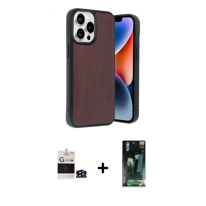 MARSİLYAN™- iPhone 14 Pro Max Kılıf Kıvılcım Işık Serisi - Siyah 360 Mat Full Body Arka Koruyucu + Bilvis Titan Kamera Lens - DNMR
