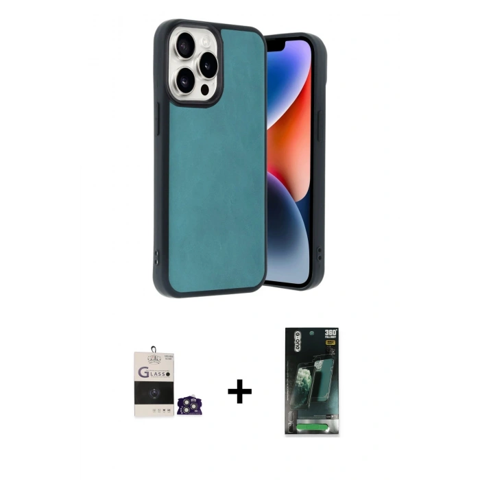 MARSİLYAN™- iPhone 14 Pro Max Kılıf Kıvılcım Işık Serisi - Siyah 360 Mat Full Body Arka Koruyucu + Bilvis Titan Kamera Lens - GS