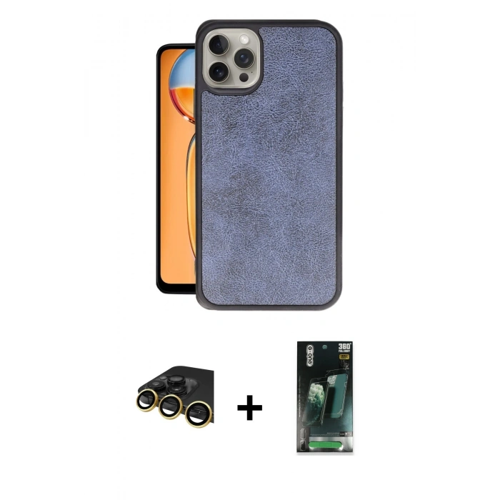 MARSİLYAN™- iPhone 14 Pro Max Kılıf Kıvılcım Işık Serisi - Siyah 360 Mat Full Body Arka Koruyucu + Raze Metal Kamera Lens - GD