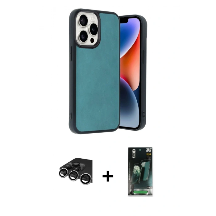 MARSİLYAN™- iPhone 14 Pro Max Kılıf Kıvılcım Işık Serisi - Siyah 360 Mat Full Body Arka Koruyucu + Raze Metal Kamera Lens - GS