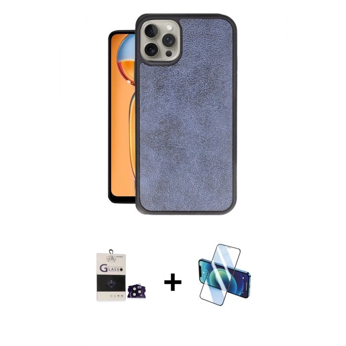 MARSİLYAN™- iPhone 14 Pro Max Kılıf Kıvılcım Işık Serisi - Siyah 3D Antistatik Cam Ekran Koruyucu + Bilvis Titan Kamera Lens - SH