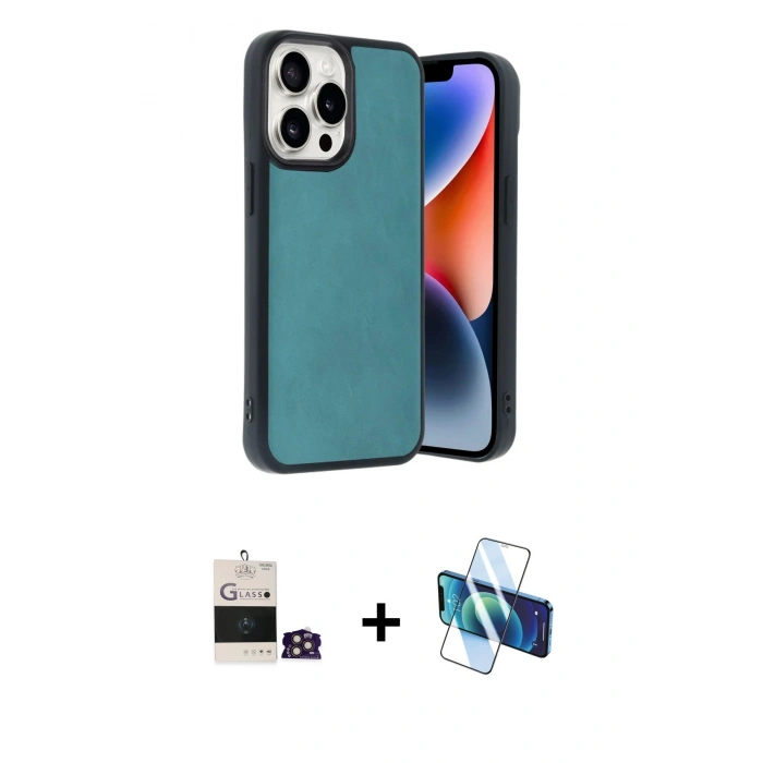 MARSİLYAN™- iPhone 14 Pro Max Kılıf Kıvılcım Işık Serisi - Siyah 3D Antistatik Cam Ekran Koruyucu + Gold Bilvis Titan Kamera Lens