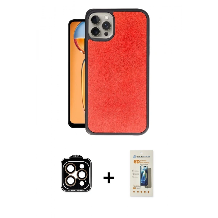 MARSİLYAN™- iPhone 14 Pro Max Kılıf Kıvılcım Işık Serisi - Siyah 6D Mat Seramik Hayalet Nano Ekran Koruyucu + PVD Metal Kamera Lens - TU