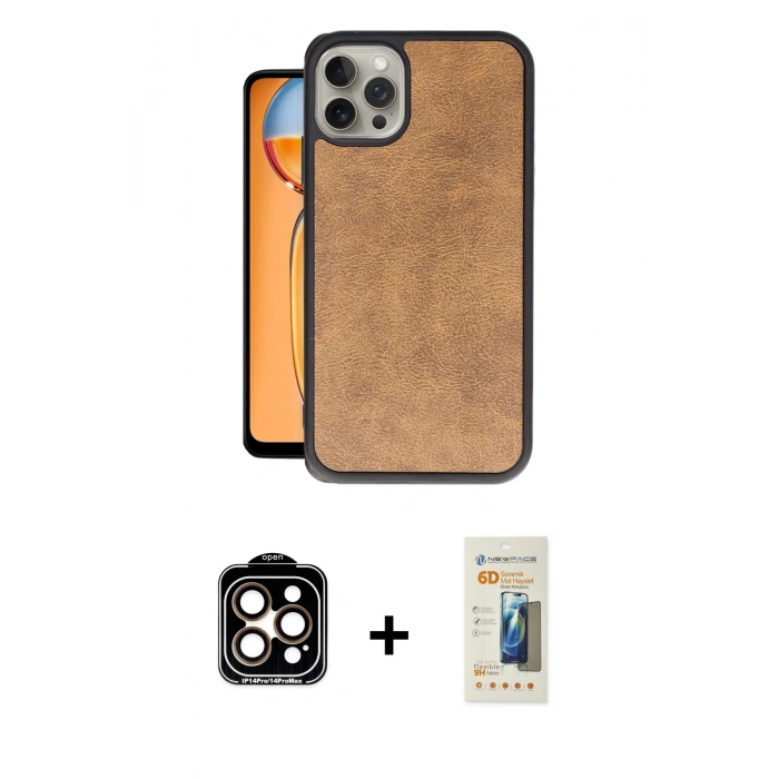 MARSİLYAN™- iPhone 14 Pro Max Kılıf Kıvılcım Işık Serisi - Siyah 6D Mat Seramik Hayalet Nano Ekran Koruyucu + PVD Metal Kamera Lens - TU