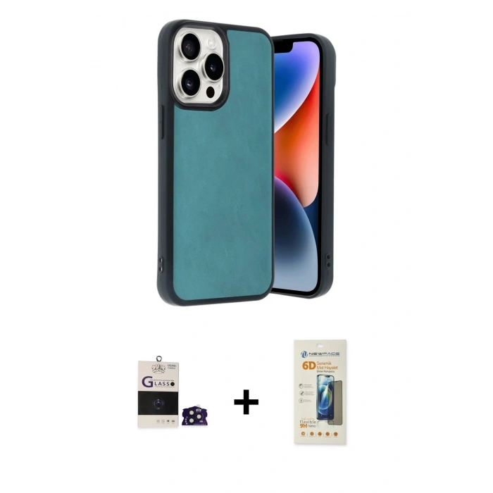 MARSİLYAN™- iPhone 14 Pro Max Kılıf Kıvılcım Işık Serisi - Siyah 6D Mat Seramik Hayalet Nano Ekran Koruyucu + Bilvis Titan Kamera Lens - DNMR