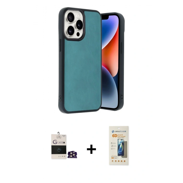 MARSİLYAN™- iPhone 14 Pro Max Kılıf Kıvılcım Işık Serisi - Siyah 6D Mat Seramik Hayalet Nano Ekran Koruyucu + Bilvis Titan Kamera Lens - GD