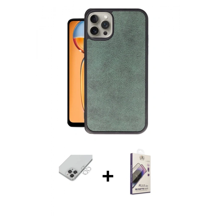 MARSİLYAN™- iPhone 14 Pro Max Kılıf Kıvılcım Işık Serisi - Siyah Bilvis 3D Mat Cam Ekran Koruyucu + Band Metal Kamera Lens - GS
