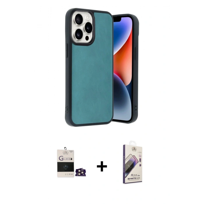 MARSİLYAN™- iPhone 14 Pro Max Kılıf Kıvılcım Işık Serisi - Siyah Bilvis 3D Mat Cam Ekran Koruyucu + Bilvis Titan Kamera Lens - GD