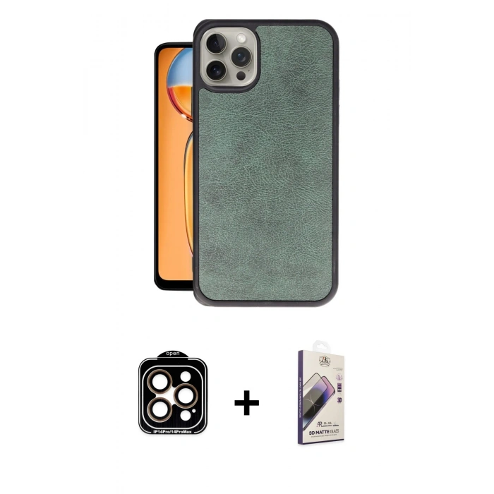 MARSİLYAN™- iPhone 14 Pro Max Kılıf Kıvılcım Işık Serisi - Siyah Bilvis 3D Mat Cam Ekran Koruyucu + PVD Metal Kamera Lens - TU