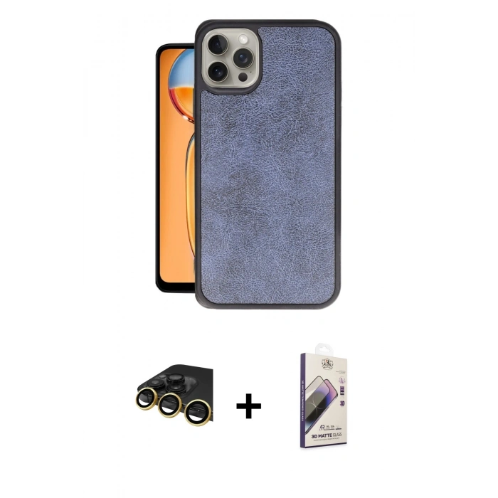 MARSİLYAN™- iPhone 14 Pro Max Kılıf Kıvılcım Işık Serisi - Siyah Bilvis 3D Mat Cam Ekran Koruyucu + Raze Metal Kamera Lens - GD