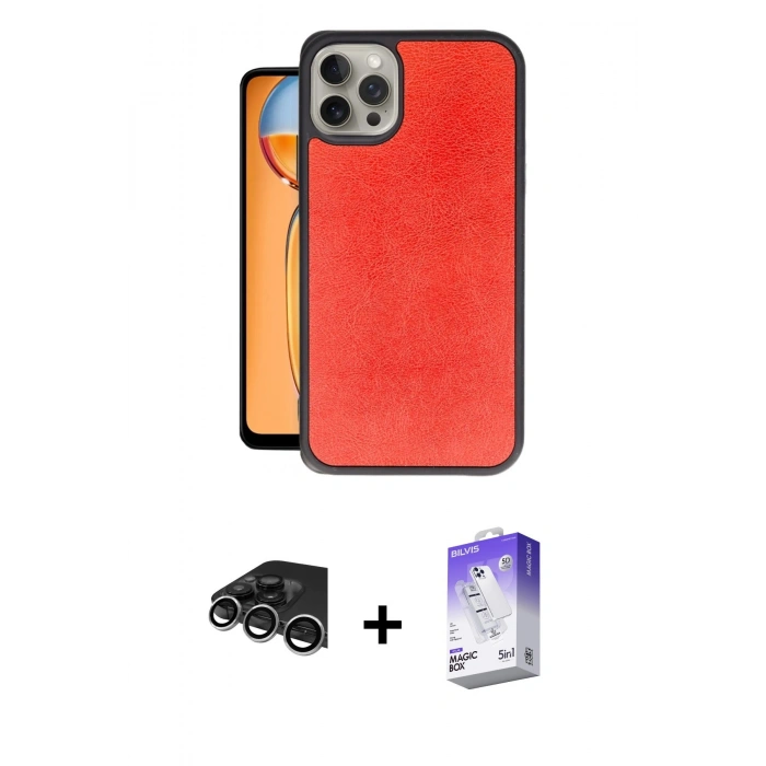 MARSİLYAN™- iPhone 14 Pro Max Kılıf Kıvılcım Işık Serisi - Siyah Bilvis 5in1 3D Magic Cam Ekran Koruyucu + Gümüş Raze Metal Kamera Lens