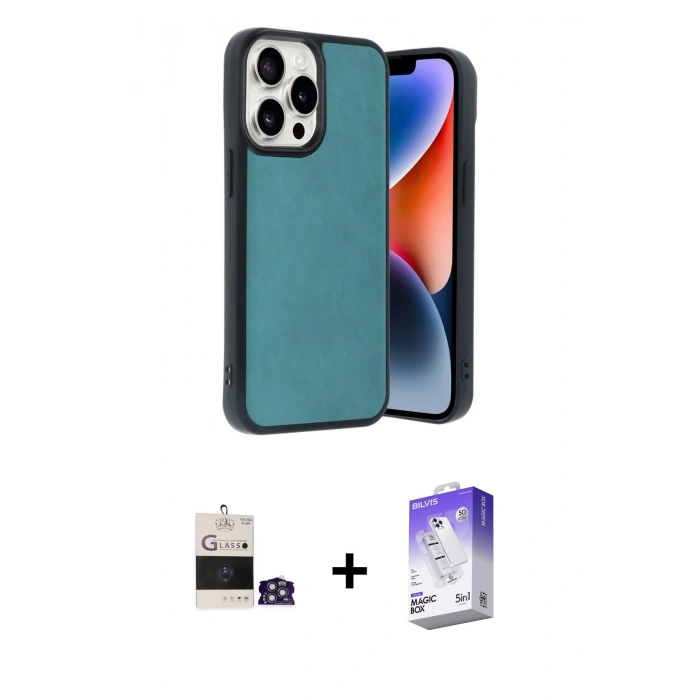 MARSİLYAN™- iPhone 14 Pro Max Kılıf Kıvılcım Işık Serisi - Siyah Bilvis 5in1 3D Magic Cam Ekran Koruyucu + Bilvis Titan Kamera Lens - GS