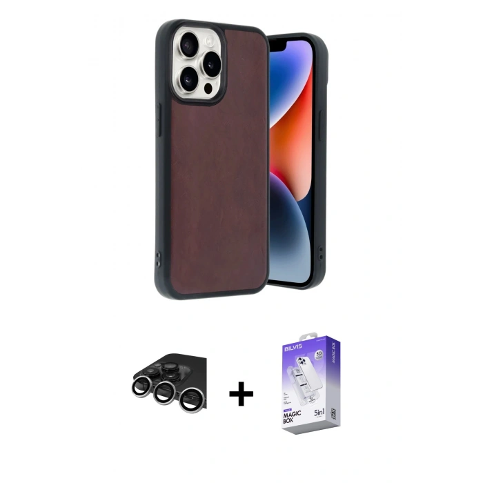 MARSİLYAN™- iPhone 14 Pro Max Kılıf Kıvılcım Işık Serisi - Siyah Bilvis 5in1 3D Magic Cam Ekran Koruyucu + Gümüş Raze Metal Kamera Lens