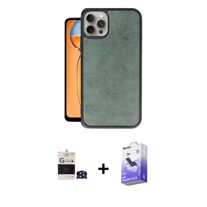 MARSİLYAN™- iPhone 14 Pro Max Kılıf Kıvılcım Işık Serisi - Siyah Bilvis 5in1 5D Magic Hayalet Cam Ekran Koruyucu + Derin Mor Bilvis Titan Kamera Lens