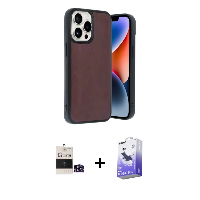 MARSİLYAN™- iPhone 14 Pro Max Kılıf Kıvılcım Işık Serisi - Siyah Bilvis 5in1 5D Magic Hayalet Cam Ekran Koruyucu + Bilvis Titan Kamera Lens - SH
