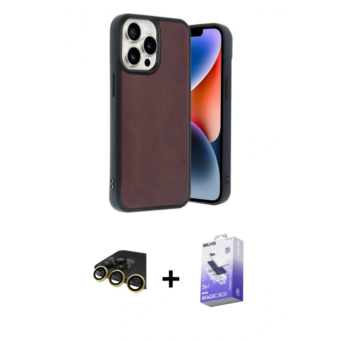 MARSİLYAN™- iPhone 14 Pro Max Kılıf Kıvılcım Işık Serisi - Siyah Bilvis 5in1 5D Magic Hayalet Cam Ekran Koruyucu + Raze Metal Kamera Lens - GD