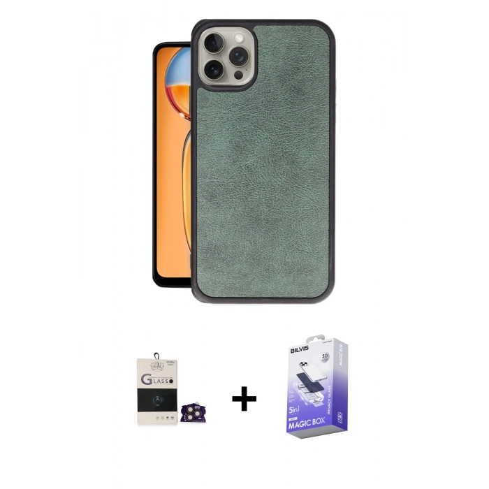 MARSİLYAN™- iPhone 14 Pro Max Kılıf Kıvılcım Işık Serisi - Siyah Bilvis 5in1 5D Magic Hayalet Cam Ekran Koruyucu + Gold Bilvis Titan Kamera Lens