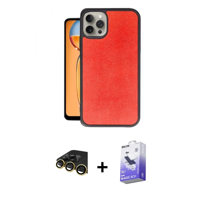 MARSİLYAN™- iPhone 14 Pro Max Kılıf Kıvılcım Işık Serisi - Siyah Bilvis 5in1 5D Magic Hayalet Cam Ekran Koruyucu + Raze Metal Kamera Lens - GD